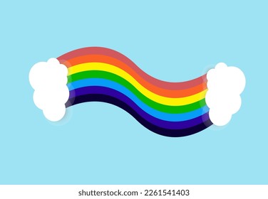 Flaggenregenbogen auf hellblauem Hintergrund mit Platz für Text, Kinder und Familienliebhaber, Design auf blauem Hintergrund