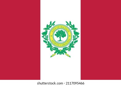 Flag of Raleigh is the capital of the state of North Carolina and the seat of Wake County in the United States. Vector illustration