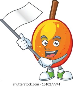 With flag raw jocote cartoon on white background
