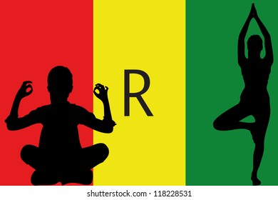 The flag of Rawanda with yoga silhouettes