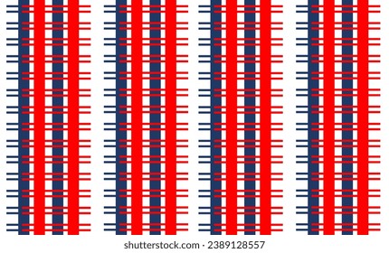 Flag Red blue and white background, white and blue fence pattern, blue abstract background repeat seamless style, replete image design for fabric printing patter, vertical strip line