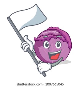 With flag red cabbage mascot cartoon