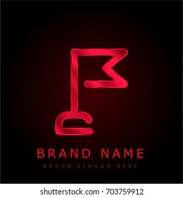 Flag red chromium metallic logo