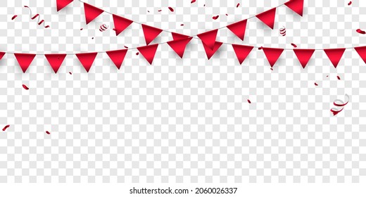 flag red confetti concept design template holiday Happy Day, background Celebration Vector illustration.