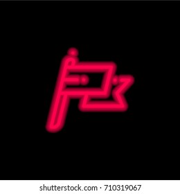 Flag red glowing neon ui ux icon. Glowing sign logo vector