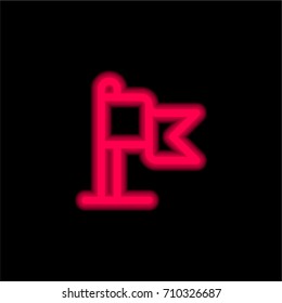 Flag red glowing neon ui ux icon. Glowing sign logo vector