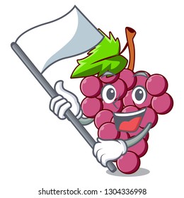 With flag red grapes fruit in cartoon basket