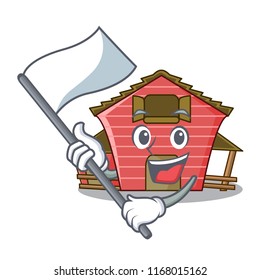 With flag red storage barn isolated on mascot