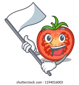 With flag red tomato slices isolated on mascot