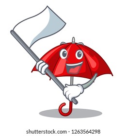 With flag red umbrella in shape cartoon funny