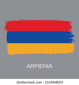 Flag of Republic of Armenia.  Independance country, member of  United Nations, etc. Proportion 1:2. Grundge texture, strokes, brush. Scratched sketch. Isolated vector.