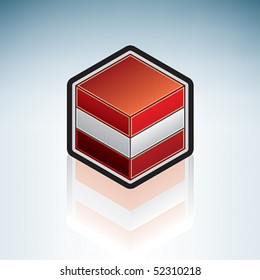 Flag of Republic of Austria made as a cubic 3D Isometric Style Icon