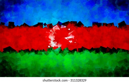 The flag of the Republic of Azerbaijan in Vector Square Design