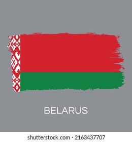 Flag of Republic of Belarus.  Independance country, member of  United Nations, etc. Proportion 1:2. Grundge texture, strokes, brush. Scratched sketch. Isolated vector.