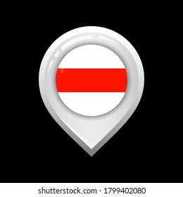Flag of the Republic of Belarus, pointer for the map, vector icon on black background