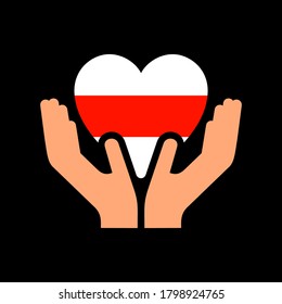 Flag of the Republic of Belarus in the shape of a heart, vector icon on black background