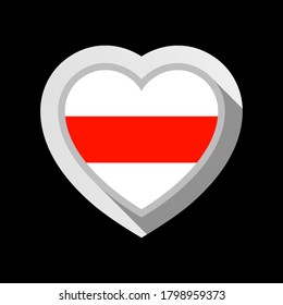 Flag of the Republic of Belarus in the shape of a heart, vector icon on black background