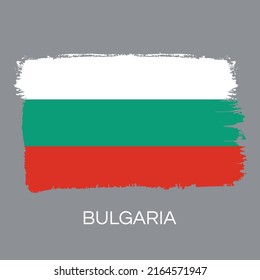 Flag of Republic of Bulgaria. Independance country, member of United Nations, European Union, NATO. Proportion 3:5. Grundge texture, strokes, brush. Scratched sketch. Isolated vector.