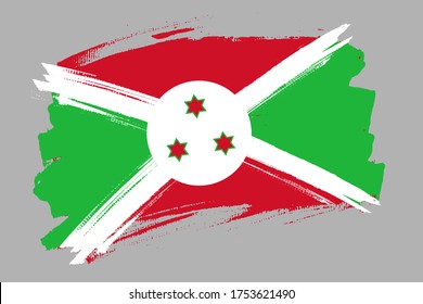 Flag of the Republic of Burundi. Burundi flag brush concept. Horizontal vector Illustration isolated on gray background.