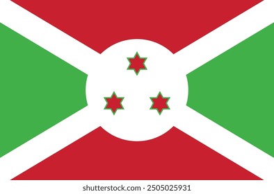 Bandera de Burundi. Bandera de Burundi. Ilustración vectorial.