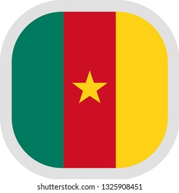 Flag of Republic of Cameroon. Rounded square icon on white background, vector illustration.