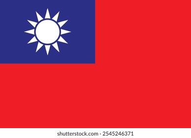 A bandeira da República da China, comumente chamada de bandeira de Taiwan, consiste de um campo vermelho com um cantão azul com um disco branco rodeado por doze triângulos