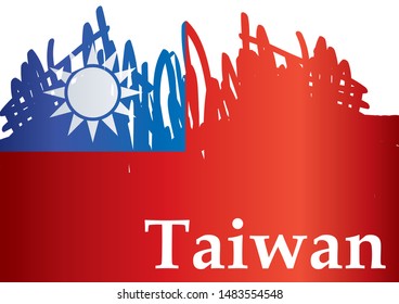 Flag of the Republic of China, Taiwan, officially the Republic of China. Template for award design, an official document with the flag of Taiwan. Bright, colorful vector illustration.
