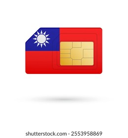 Flag of Republic of China. Vector illustration of SIM Card with flag on white background