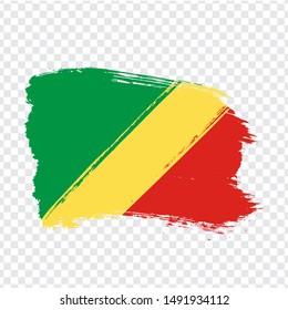 Flag Republic of the Congo  from brush strokes. Flag Republic of the Congo on transparent background for your web site design, logo, app, UI. Stock vector.  EPS10.