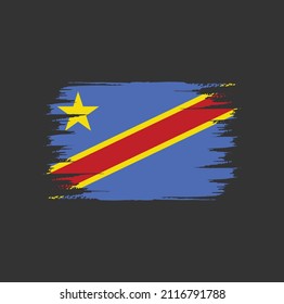 Flag of Republic Congo with brush style