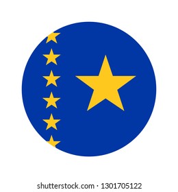 Flag of republic of the Congo. Circular icon on white background, vector illustration.