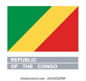 Bandeira da República do Congo. Ícone Sinalizador. Cores padrão. Tamanho padrão. Bandeira retangular.