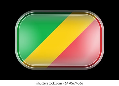 Flag of Republic of the Congo. Matted Vector Icon. Vector Rectangular Shape with Rounded Corners