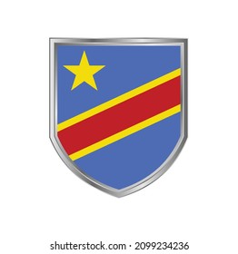 Bandera de la República del Congo con marco de escudo metálico