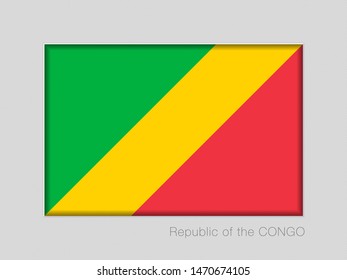 Flag of Republic of the Congo. National Ensign Aspect Ratio 2 to 3 on Gray Cardboard