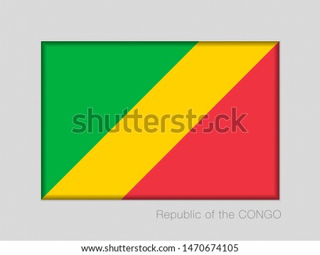 Flag of Republic of the Congo. National Ensign Aspect Ratio 2 to 3 on Gray Cardboard