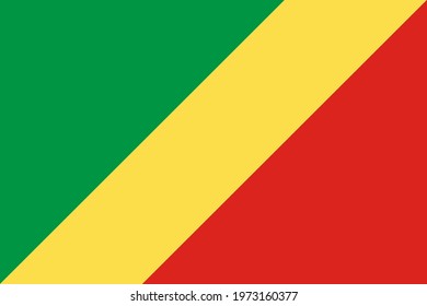 Flag of Republic of the Congo. Official colors. Correct proportion