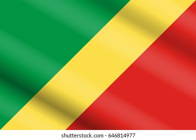 Flag of the Republic of the Congo in Real Proportion with Switchable Wavelike Gradient