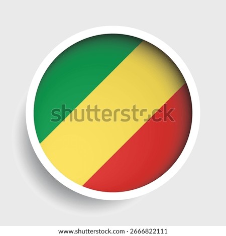 Flag of Republic of Congo, round icon with shadow, national symbol