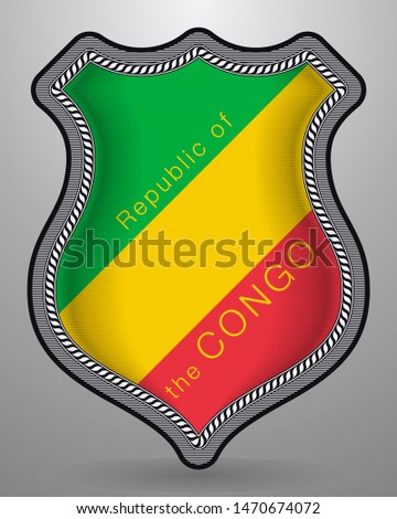 Flag of Republic of the Congo. Vector Badge and Icon with Country Name