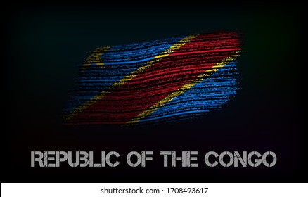Flag of the Republic of the Congo. Vector illustration in grunge style with cracks and abrasions. Good image for print