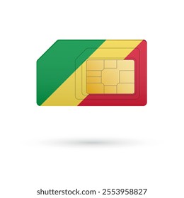 Flag of Republic of the Congo. Vector illustration of SIM Card with flag on white background