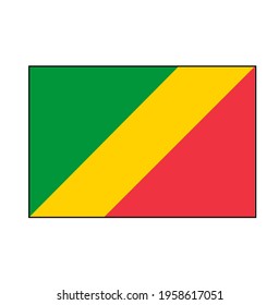 Flag of Republic of Congo Vector Rectangle Icon Button for Africa Concepts. 