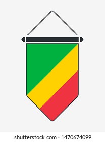 Flag of Republic of the Congo. Vector Sign and Icon. Vertical Pennant. Vector Isolated