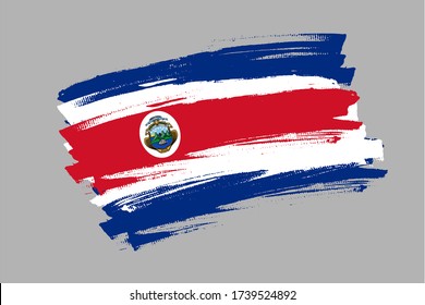 Flag of the Republic of Costa Rica. Costa Rica banner brush concept. Horizontal vector Illustration isolated on gray background.