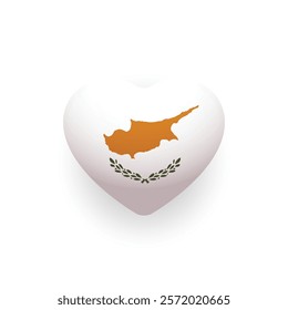 Flag of the Republic of Cyprus in a heart shape. Cyprian flag. National flag of Cyprus. Vector illustration.