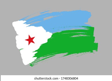 Flag of the  Republic of Djibouti. Djibouti banner brush concept. Horizontal vector Illustration isolated on gray background.