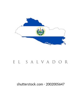 Bandera de la República de El Salvador. Mapa de la bandera de El Salvador. La bandera del país en forma de fronteras. Ilustración vectorial de material aislada en fondo blanco.
