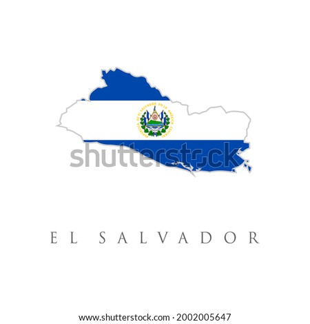 Flag of the Republic of El Salvador. El Salvador flag map. The flag of the country in the form of borders. Stock vector illustration isolated on white background.