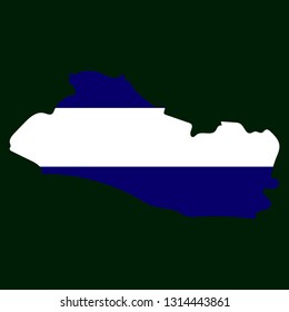 Flag of the Republic of El Salvador overlaid on outline map isolated on background